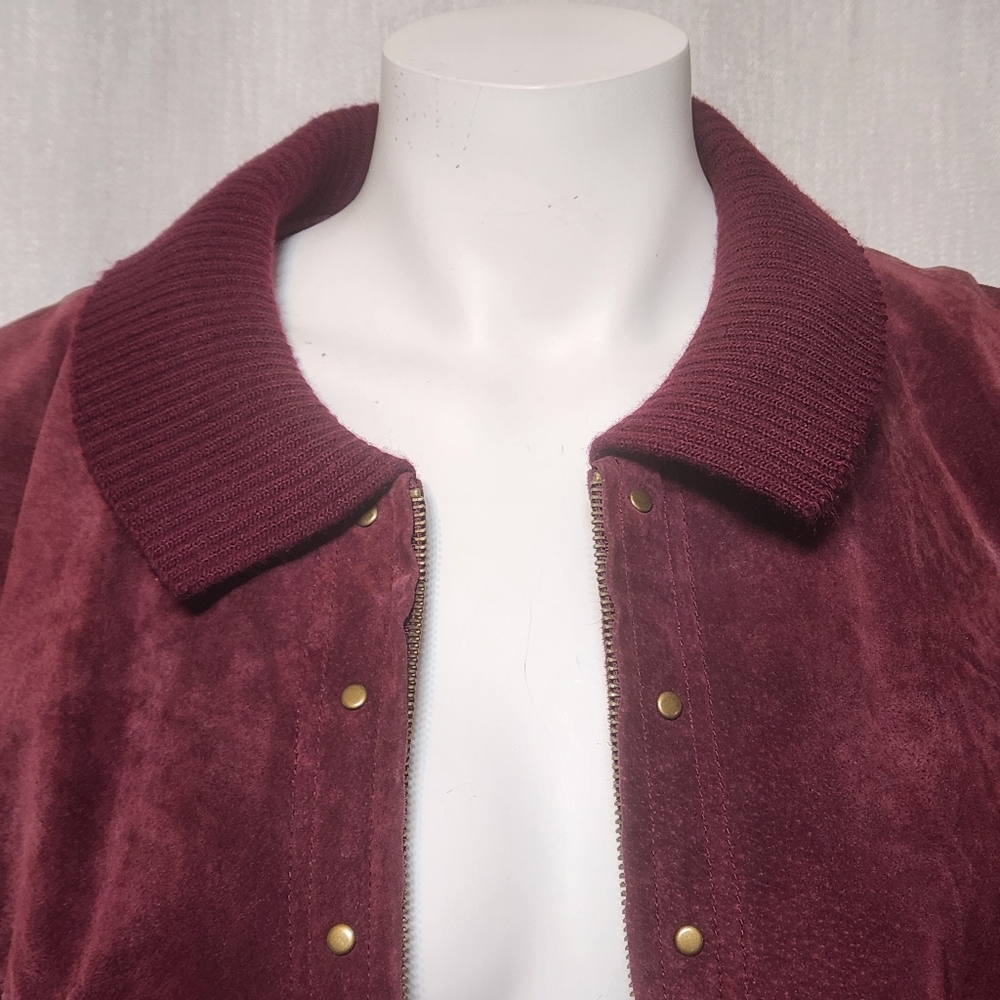 Denim & Co Genuine Leather Jacket Streetwear Studded Suede Knit Sleeve X… - Picture 3 of 9